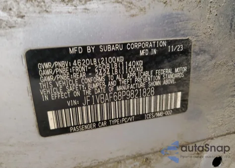 2023 Subaru Wrx Premium z USA, uszkodzony, nr VIN JF1VBAF68P9821828